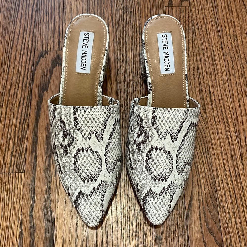 Steve Madden Snakeskin mules, never worn